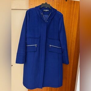 Karl Lagerfeld Paris Officer Wool Blend Coat in Cobalt
